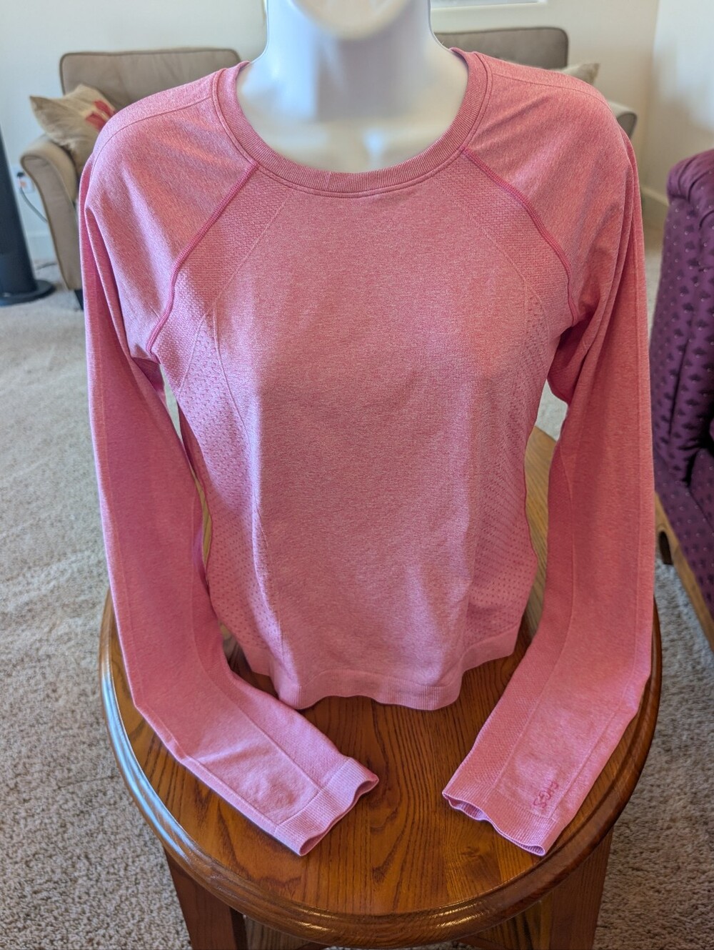 Figs Rose-Pink Seamless Long-Sleeve Under Scrubs Pullover, Size L